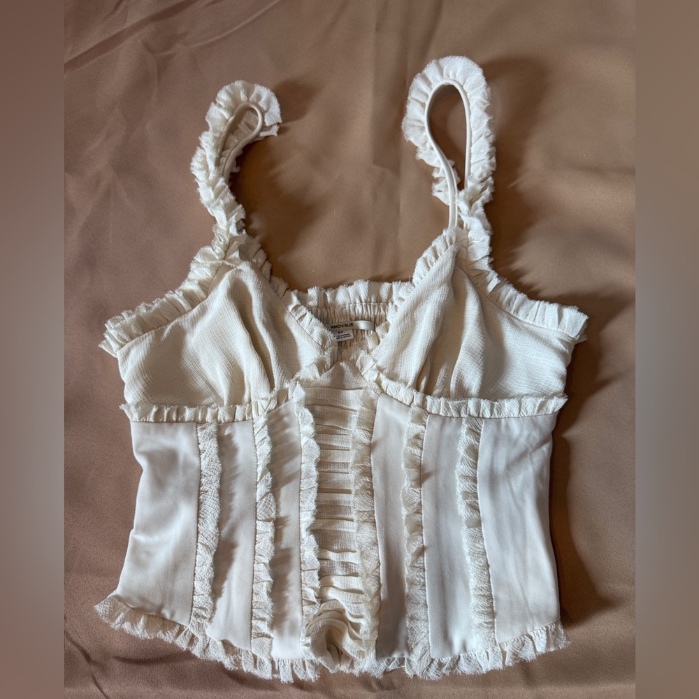 Kimchi Blue Cream Ruffle Corset Camisole